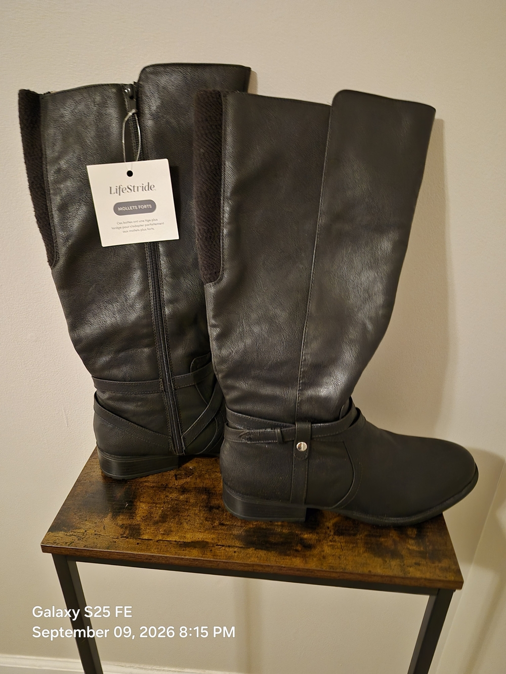 Life Stride Women's Black Tall Riding Boots Wide Calf